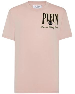 Philipp Plein T-Shirt Round Neck Ss Supercar Racing - Pink