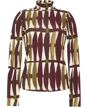 Cara Cara Suzie Abstract-Print Mock-Neck Top - Black