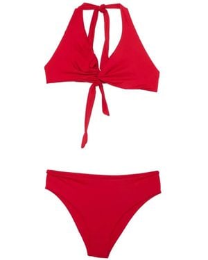 Fisico Neckholder-Bikini Mit Schnürung - Rot