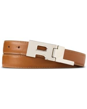 Ralph Lauren Logo-Plaque Leather Belt - White