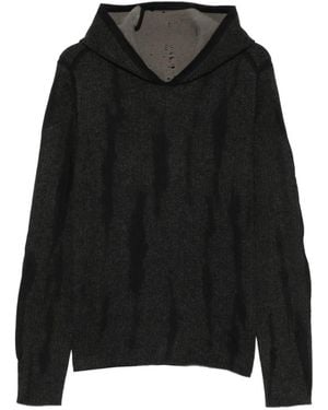 Label Under Construction Faded-Effect Knit Hoodie - Black