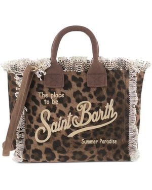 MC2 Saint Barth Leopard-Print Frayed Tote Bag - Brown