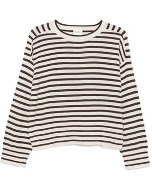 Closed Striped Long-Sleeve Sweater - White