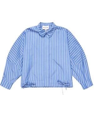 Munthe Gestreiftes Loasta Hemd Mit Kordelzug - Blau