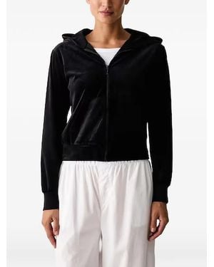 Guess Loren Logo-Embossed Velour Hoodie - Black