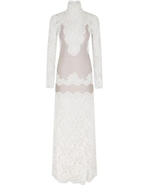 Rabanne Lace Jersey Maxi Dress - White