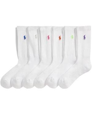 Polo Ralph Lauren Polo Pony-Embroidered Socks (Pack Of Six) - White