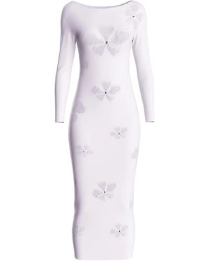 MACCAPANI Monogram-Pattern Midi Dress - White