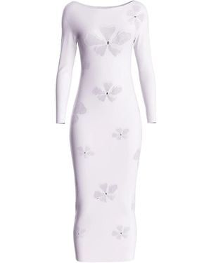 MACCAPANI Abito Midi Con Motivo Monogramma - Bianco
