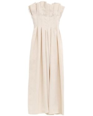 KHAITE Pleated Strapless Midi Dress - White