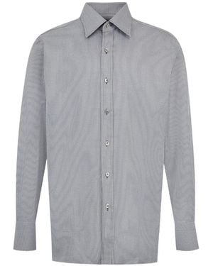 Tom Ford Micro-Patterned Classic-Fit Shirt - Grey