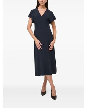BOSS Flutter-Sleeve V-Neck Midi Dress - Blue