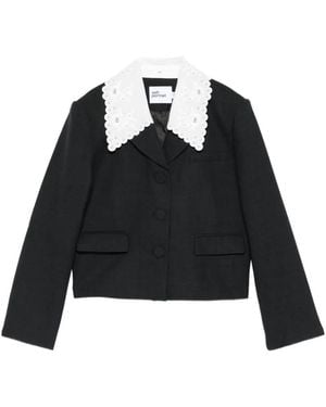 Self-Portrait Wool Jacket - Black