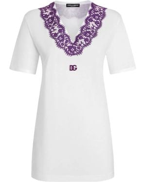 Dolce & Gabbana Lace-Detailing T-Shirt - White