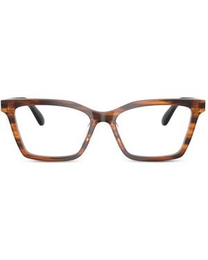 Emporio Armani Striped Rectangle-Frame Glasses - Black