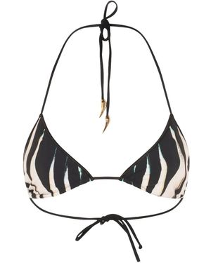 Roberto Cavalli Ray Of Sea-Print Bikini Top - White