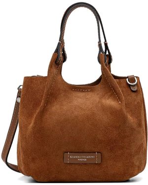 Gianni Chiarini Bolso De Hombro De Ante Con Asa Superior - Marrón