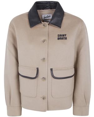 MC2 Saint Barth Logo-Patch Button-Up Jacket - Natural