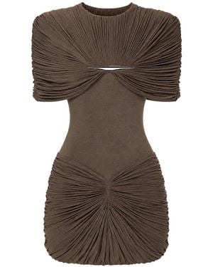 Chats by C.Dam Draped Mini Dress - Brown