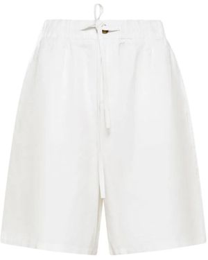 Sun 68 Drawstring Linen Shorts - White