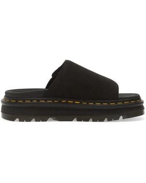 Dr. Martens Zebzag Touch-Strap Contrast-Stitch Slides - Black