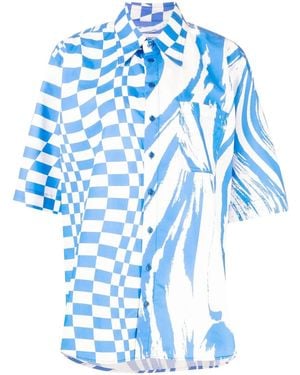 Christopher John Rogers Chemise Oversize À Mélange D'Imprimés - Bleu