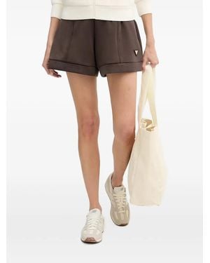 Guess Logo-Plaque Seamed Shorts - Gray