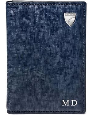 Aspinal of London Tarjetero plegable con placa de escudo - Azul