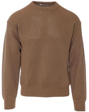 AURALEE Ribbed-Knit Cotton Sweater - Brown