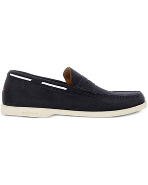 Kiton Stitching-Detail Almond-Toe Loafers - Blue