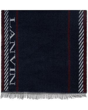 Lanvin Logo-Detail Fringed Scarf - Blue