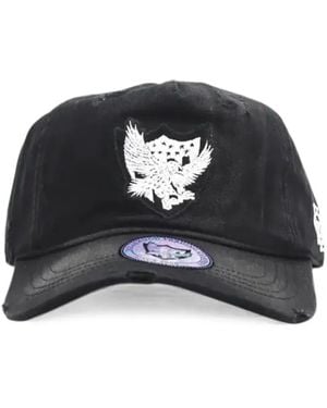 HTC Eagle-Patch Distressed Baseball Cap - Black