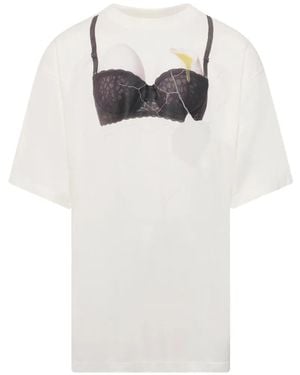 Doublet Egg Bra Graphic-Print T-Shirt - White