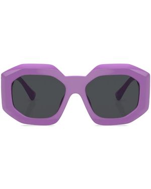 Versace Occhiali Da Sole Geometrici Con Placca Logo - Viola