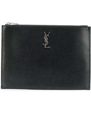 Saint Laurent Tablet-Hülle mit Monogrammuster - Schwarz