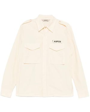 Aspesi Logo-Patch Epaulette Shirt - Natural