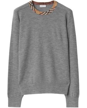 Burberry Pullover Mit Kariertem Kragen - Grau