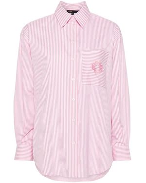 Maje Clover-Embroidered Striped Shirt - Pink