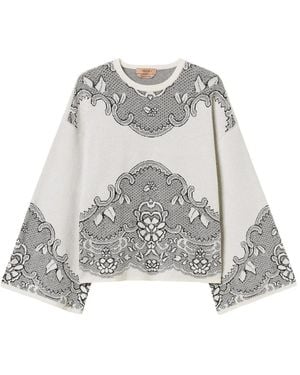 Twinset Wool-Blend Jacquard Maxi Sweater - White