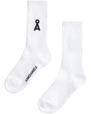 ARMEDANGELS Gerippte Samus Bold Socken Mit Logo-Stickerei - Weiß