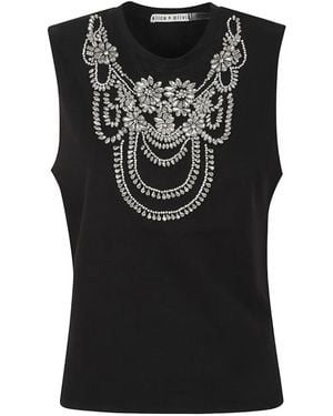 Alice + Olivia Embellished Sleeveless Top - Black