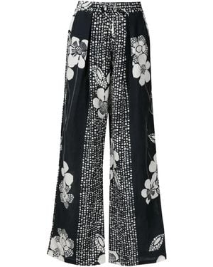Amir Slama Floral-Print Straight-Leg Trousers - Black