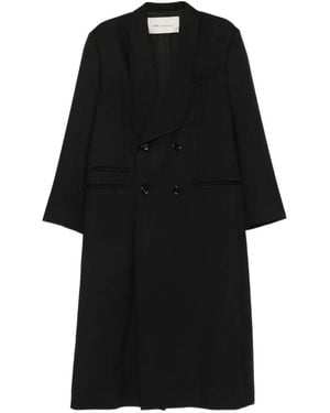 Ami Paris Double-Breasted Shawl-Collar Coat - Black