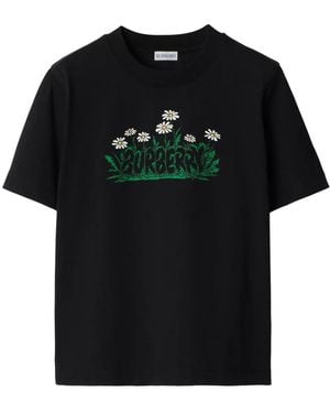 Burberry T-Shirt mit Margeriten-Logo - Schwarz
