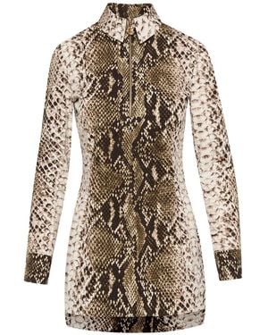 Oscar de la Renta Snake Cotton Poplin Shirt Dress - Green
