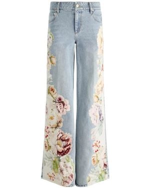 Alice + Olivia Amazing Floral-Print Jeans - Blue