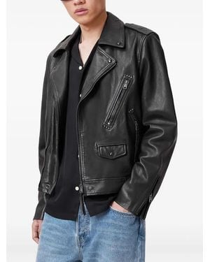 AllSaints Klassische Lederjacke - Schwarz