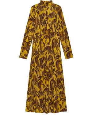 Maliparmi Lily's Ballet Floral High-Neck Midi Dress - Yellow