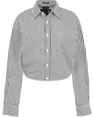 R13 Camisa Corta A Rayas - Gris