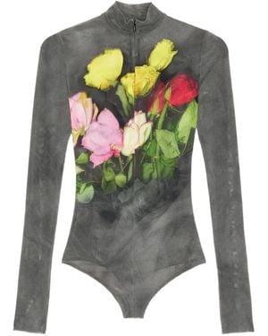 MSGM Body A Fiori Con Zip - Grigio